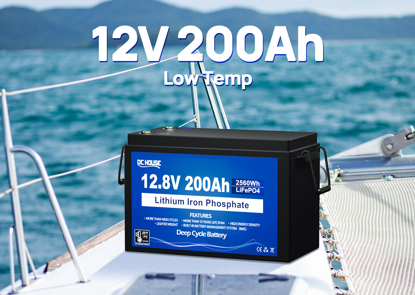 12V 200AH Low Temp LiFePO4 Battery for Trolling Motor High-capacity 12V 200Ah LiFePO4 battery with low temperature cut-off, perfect for trolling motor performance in cold weather conditions