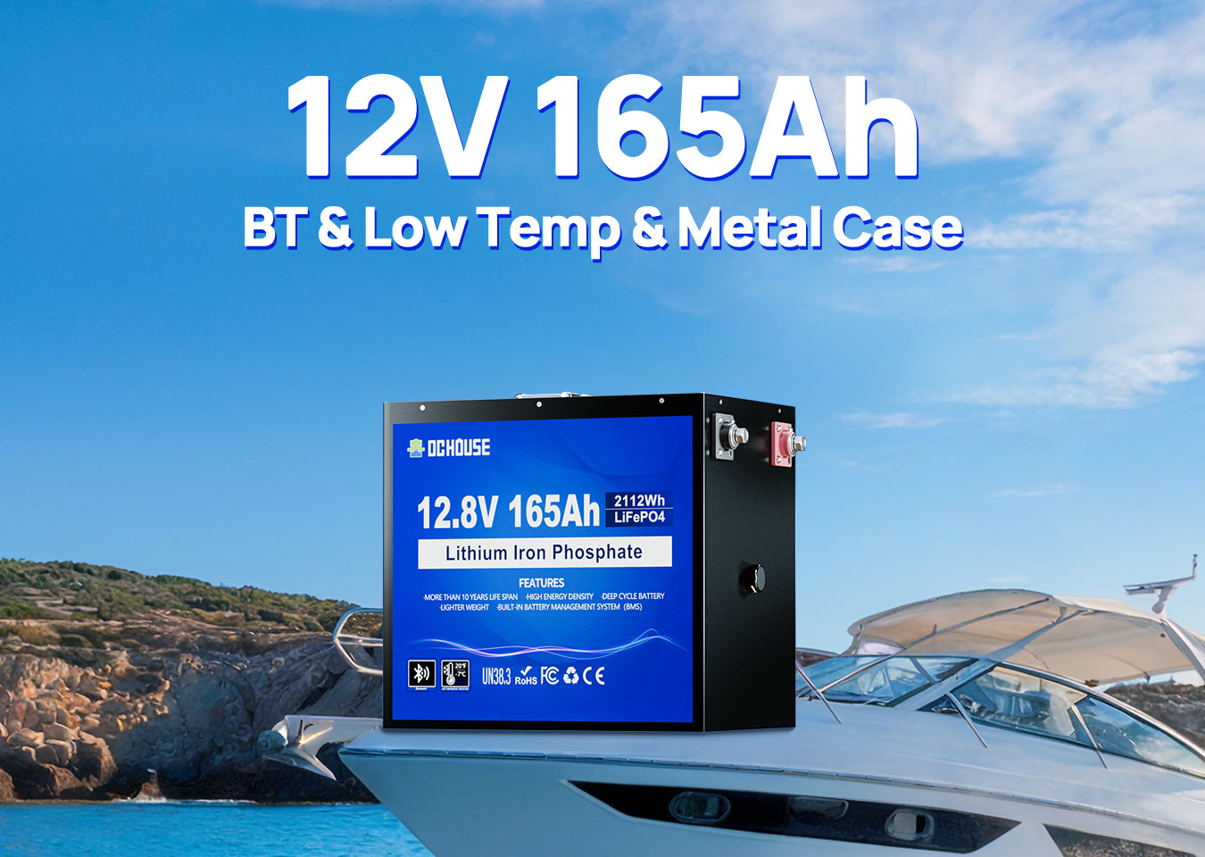 12V 165AH Low Temp Bluetooth LiFePO4 Battery with Metal Case for Trolling Motor Durable 12V 165AH LiFePO4 battery with metal case, Bluetooth, and low temperature protection—ideal power solution for trolling motors in tough conditions