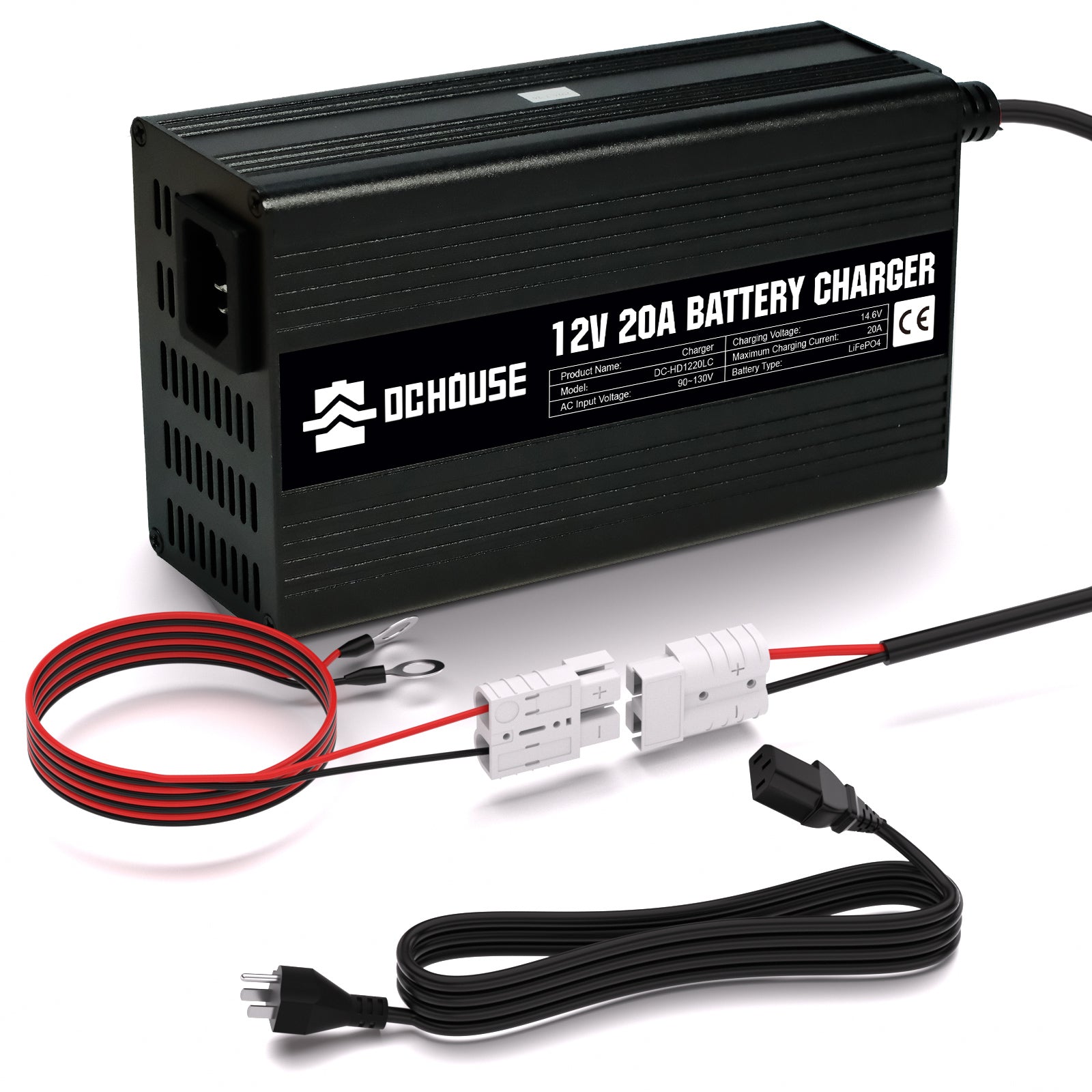 12V 20A AC-to-DC LiFePO4 Portable Battery Charger