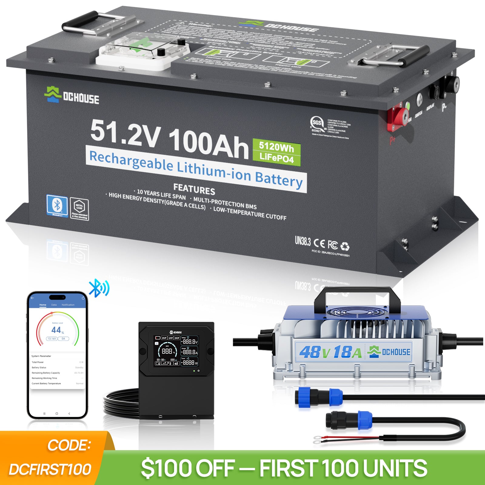 SENTRY G100 - 48V 100Ah Metal Case & Charger
