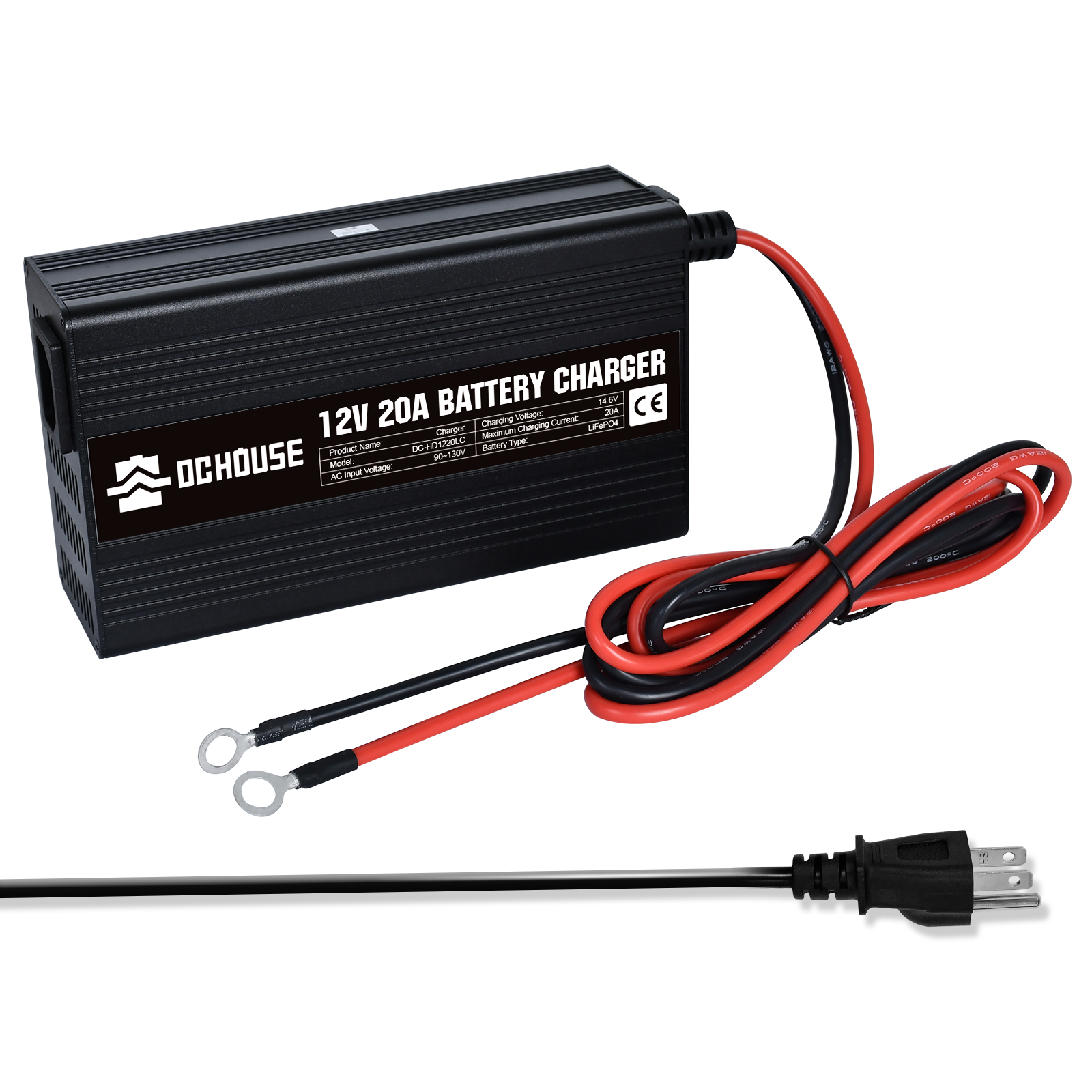 12V 20A AC-to-DC LiFePO4 Portable Battery Charger