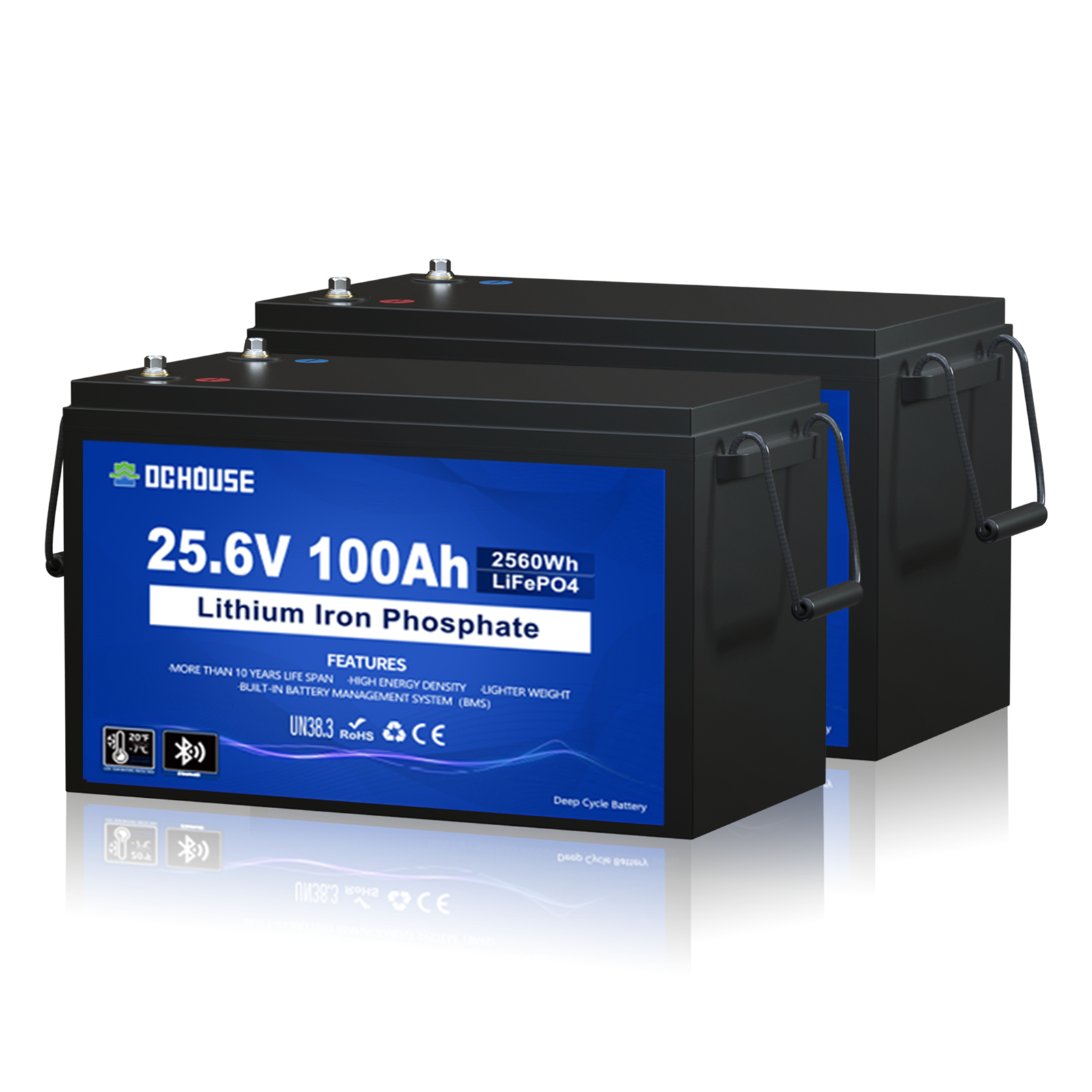 24V 100Ah Deep Cycle Bluetooth LiFePO4 Lithium Battery