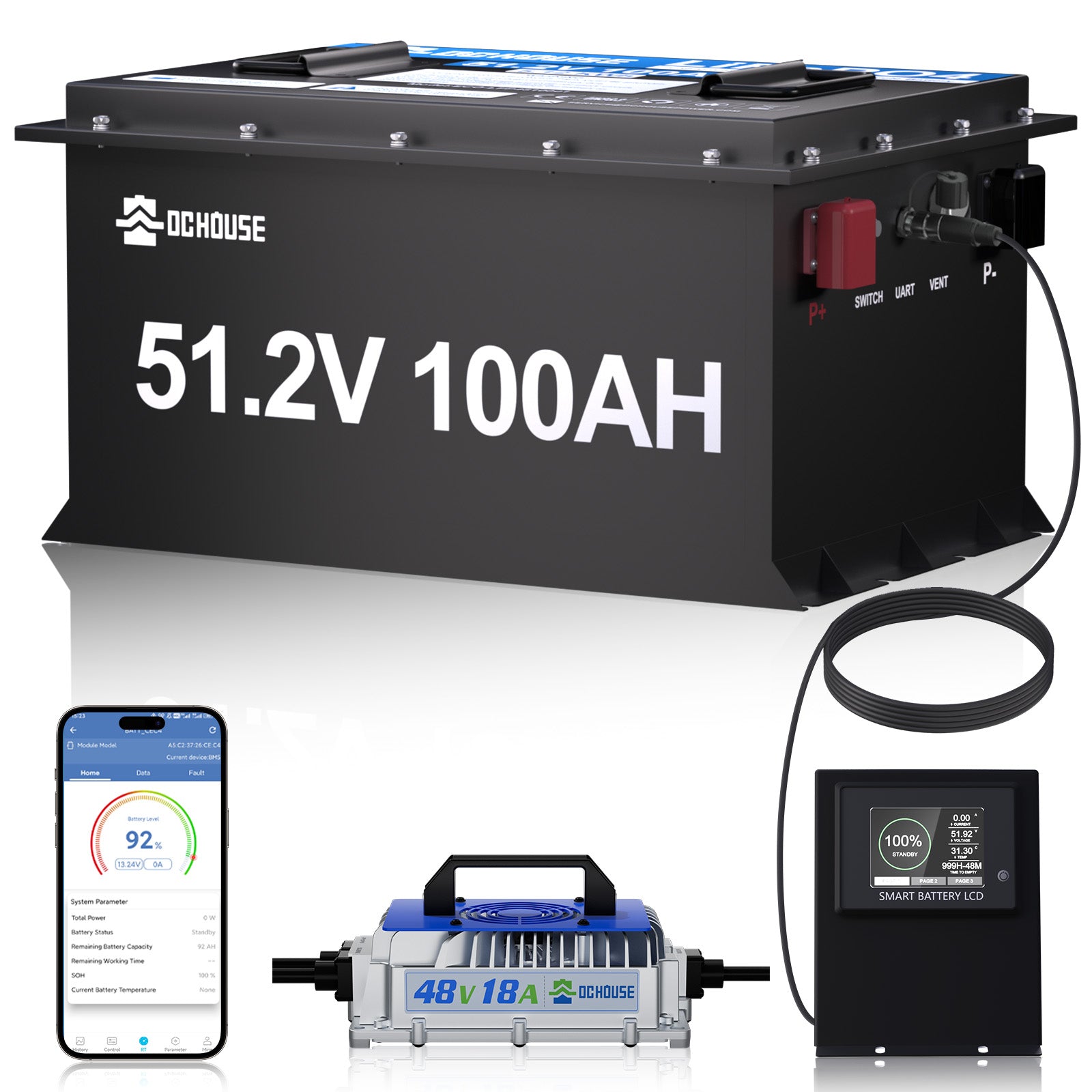 48V 100Ah High Metal Case & Charger