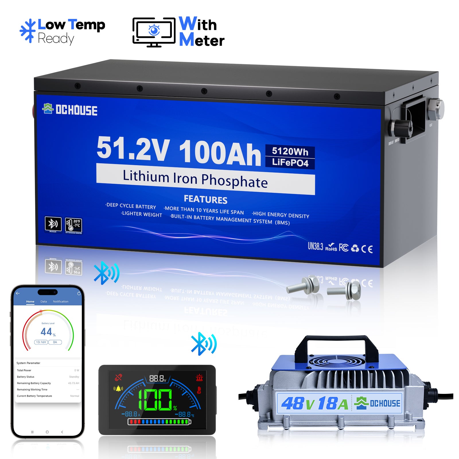 48V 100Ah BT & Metal Case & Charger