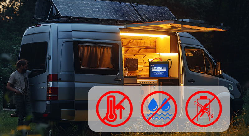 Do not install the battery in a hot or humid environment and do not use damaged batteries.