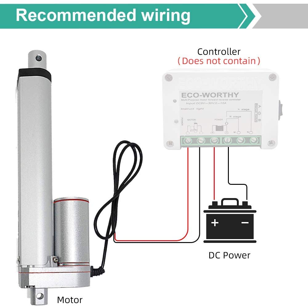 12V DC 50mm-450mm Stroke Linear Actuator Maximum Lift with Mounting Brackets