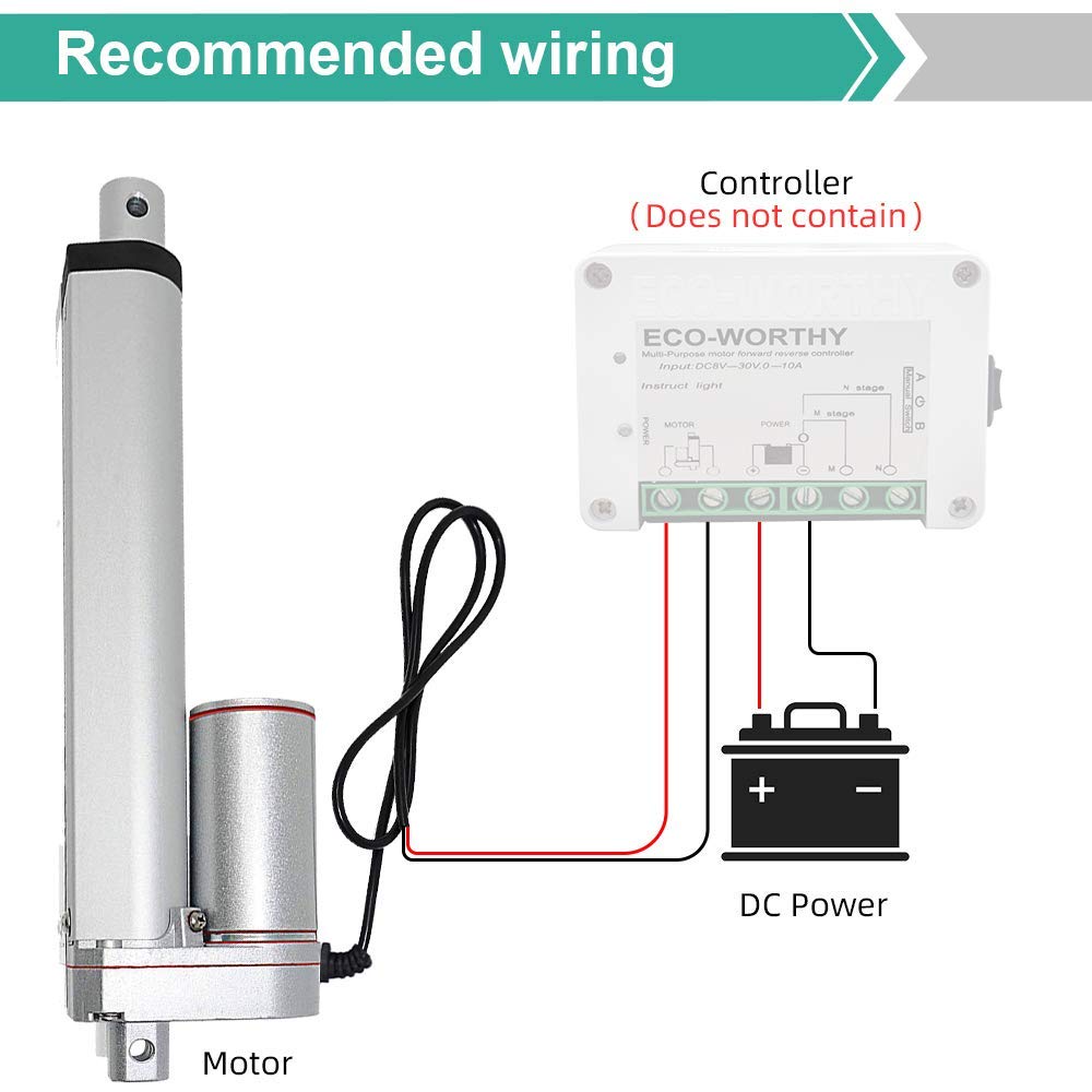 12V DC 50mm-450mm Stroke Linear Actuator Maximum Lift with Mounting Brackets